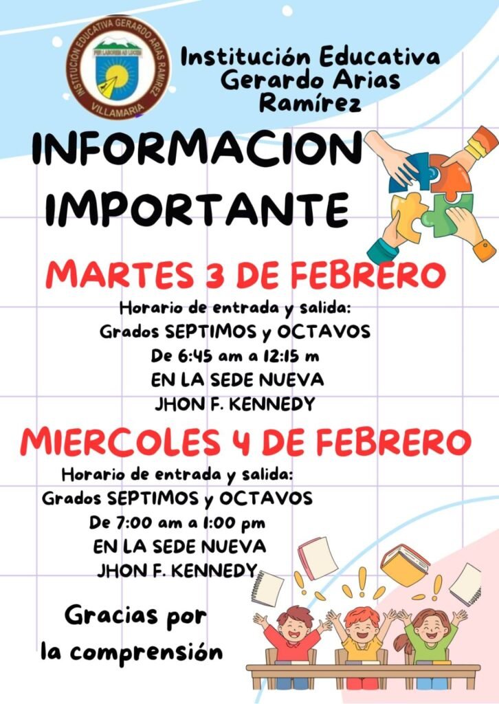 Horarios para séptimos y octavos